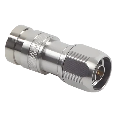 Conector N Macho de Compresion, en linea para LMR-400, CNT-400, RG-8/U, RF-400, Plata/Oro/Teflón.