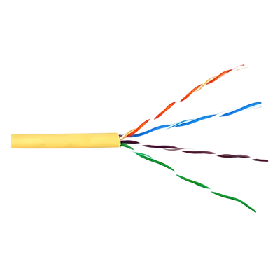 Bobina de Cable UTP Cat6 Riser / 305m (1000 pies) / Color Amarillo / UL CMR / Probado a 350 MHz / 23 AWG Cobre Sólido / -20°C a 75°C / CCTV, Datos, IP, RS485