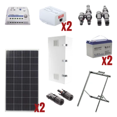 Kit Solar de 28 W con PoE Pasivo 24 Vcc para 2 Radios de Ubiquiti airMAX, Cambium ePMP