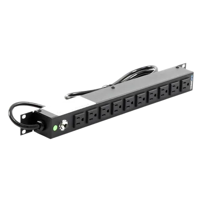 PDU Horizontal / 10 Contactos NEMA 5-15R / 15A / Rack 19" 1U / Cable 2.5 m (8.2 ft) / Reestablecedor 15A