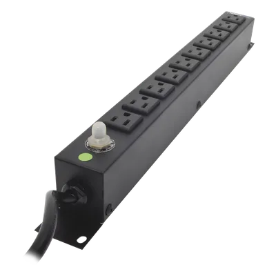 PDU Horizontal / 10 Contactos NEMA 5-15R / 15A / Rack 19" 1U / Cable 2.5 m (8.2 ft) / Reestablecedor 15A