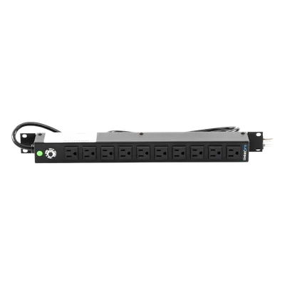 PDU Horizontal / 10 Contactos NEMA 5-15R / 15A / Rack 19" 1U / Cable 2.5 m (8.2 ft) / Reestablecedor 15A