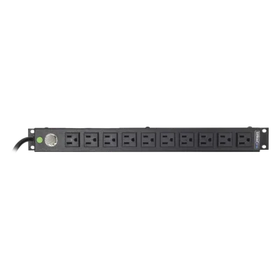 PDU Horizontal / 10 Contactos NEMA 5-15R / 15A / Rack 19" 1U / Cable 2.5 m (8.2 ft) / Reestablecedor 15A