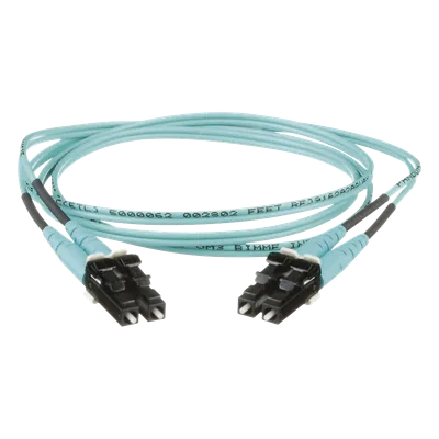 Jumper de Fibra Óptica / Multimodo OM3 50/125 / LC-LC Dúplex / OFNR Riser / Aqua / 1 m (3.28 ft)