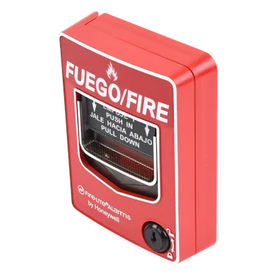 Estación Manual de Alarma Contra Incendio / Doble Acción / Rotulado Bilingüe FIRE/FUEGO / Reset con Llave / Carcasa de Policarbonato