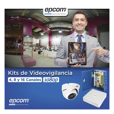 Kit TurboHD 1080p Lite / DVR 16 Canales / 16 Cámaras Eyeball Exterior / Fuente 20A / Transceptores UTP