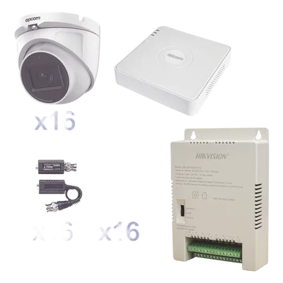 Kit TurboHD 1080p Lite / DVR 16 Canales / 16 Cámaras Eyeball Exterior / Fuente 20A / Transceptores UTP