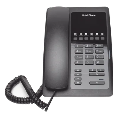 Teléfono IP para Hotelería / 6 Teclas Programables Hotline / PoE 802.3af / 2 Puertos Ethernet 10/100 Mbps / VxWorks / Sin Pantalla
