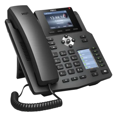 Teléfono IP empresarial para 4 líneas SIP con 2 pantallas LCD, 6 teclas BLF/DSS, conferencia de 3 vías, PoE