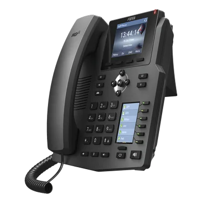 Teléfono IP empresarial para 4 líneas SIP con 2 pantallas LCD, 6 teclas BLF/DSS, conferencia de 3 vías, PoE