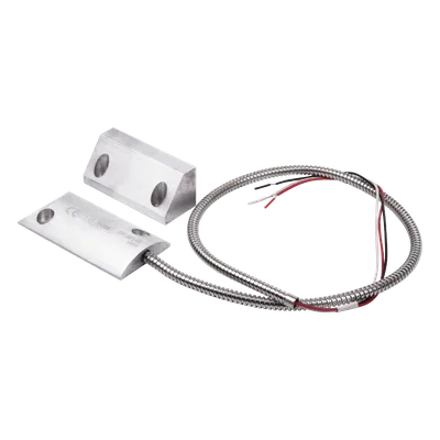 Contacto Magnético de Piso / Salida Dual NC/NA / GAP 65 mm (2.5 in) / Cubierta de Aluminio / Cable Blindado 55 cm / Certificación UL & CE