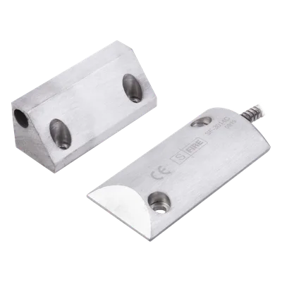 Contacto Magnético de Piso / Salida Dual NC/NA / GAP 65 mm (2.5 in) / Cubierta de Aluminio / Cable Blindado 55 cm / Certificación UL & CE