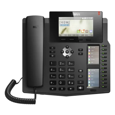 Teléfono IP empresarial para 20 líneas SIP, Voz HD, 3 Pantallas LCD a Color, 12 teclas BLF, PoE