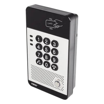 Audio Portero IP con 2 líneas SIP, relevador integrado, teclado numérico y lectora de tarjetas RFID para control de acceso, PoE