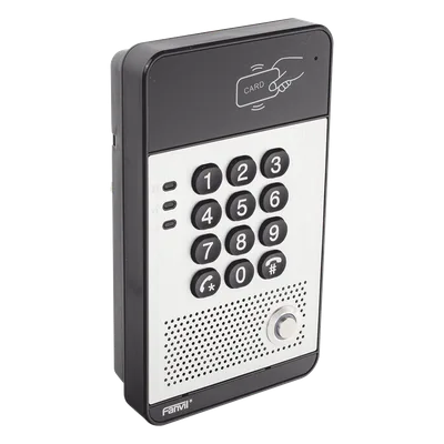 Audio Portero IP con 2 líneas SIP, relevador integrado, teclado numérico y lectora de tarjetas RFID para control de acceso, PoE