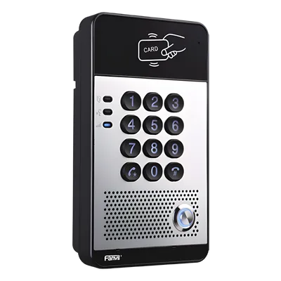Audio Portero IP con 2 líneas SIP, relevador integrado, teclado numérico y lectora de tarjetas RFID para control de acceso, PoE