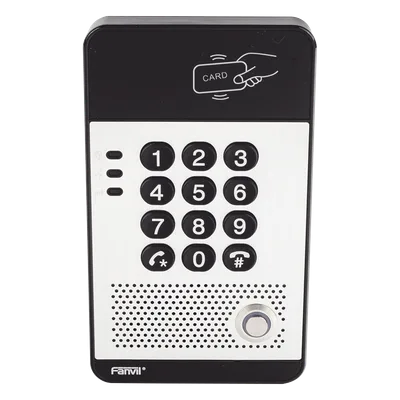 Audio Portero IP con 2 líneas SIP, relevador integrado, teclado numérico y lectora de tarjetas RFID para control de acceso, PoE