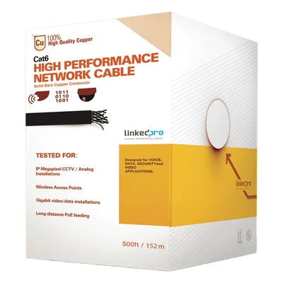 Bobina de Cable Cat6+ / 152.5 m (500 ft) / Calibre 23 / 250 MHz / UL / Uso Interior