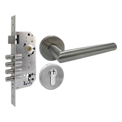 Kit de Manija y Cilindro de Alta Seguridad / Acero Inoxidable / Puerta 35-45 mm (1.38-1.77 in) / ANSI A.156.13 / Grado 2