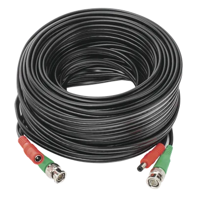Cable Coaxial Siames / BNC RG59 + Alimentación / 20 m (65.62 pies) / 100% Cobre / 4K / Interior-Exterior