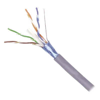 Bobina de Cable Blindado F/UTP / Cat6A / 4 Pares / 10GBase-T / CM / 305 m (1000 pies) / Gris