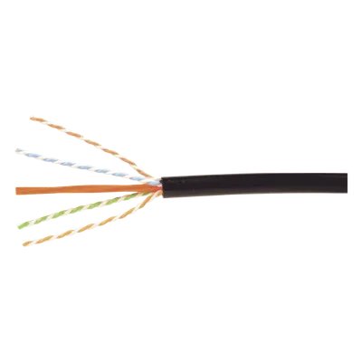 Bobina de Cable Industrial (UTP) de 4 pares, Cat6A de 10Gbps, Planta Externa con Gel Enterrado Directo, Color Negro, 305m