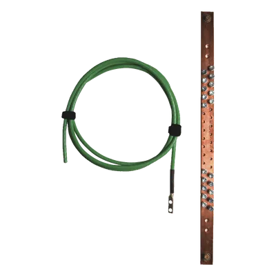 Barra de puesta a tierra / 19in / Cable 6 AWG 2m (6.56 ft) / Terminal compresión doble orificio