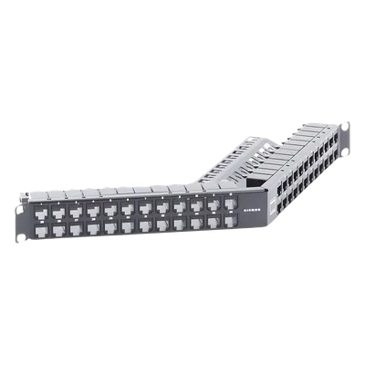 Patch Panel / Blindado / Cat 6A / 48 Puertos / 1U / Angulado / PoE+