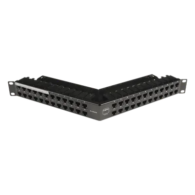 Patch Panel / Blindado / Cat 6A / 48 Puertos / 1U / Angulado / PoE+