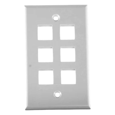 Placa de Pared / 6 Puertos / Keystone / Montaje Vertical / 70 x 115 mm / 2.75' x 4.52' / UL CE ETL