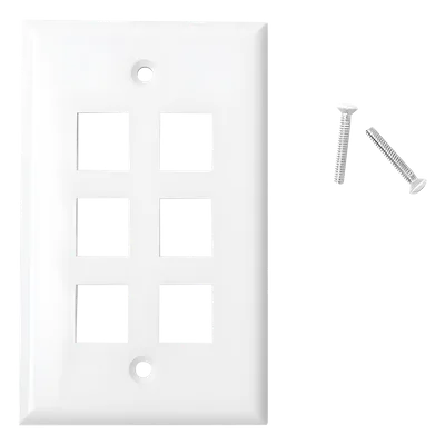 Placa de Pared / 6 Puertos / Keystone / Montaje Vertical / 70 x 115 mm / 2.75' x 4.52' / UL CE ETL