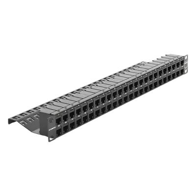 Patch Panel UTP / 48 Puertos Cat 6 / Plano 1UR / 19" Rack / Acero Negro / 4.3 x 19 x 1.7 in