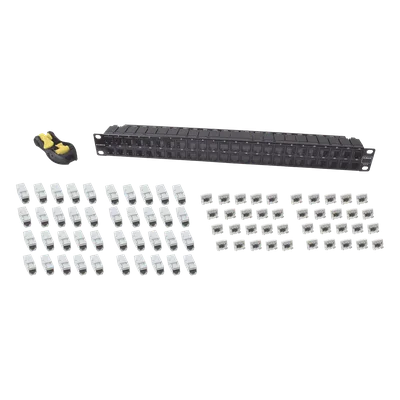 Patch Panel UTP / 48 Puertos Cat 6 / Plano 1UR / 19" Rack / Acero Negro / 4.3 x 19 x 1.7 in