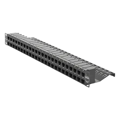 Patch Panel UTP / 48 Puertos Cat 6 / Plano 1UR / 19" Rack / Acero Negro / 4.3 x 19 x 1.7 in
