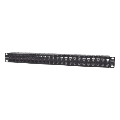 Patch Panel UTP / 48 Puertos Cat 6 / Plano 1UR / 19" Rack / Acero Negro / 4.3 x 19 x 1.7 in