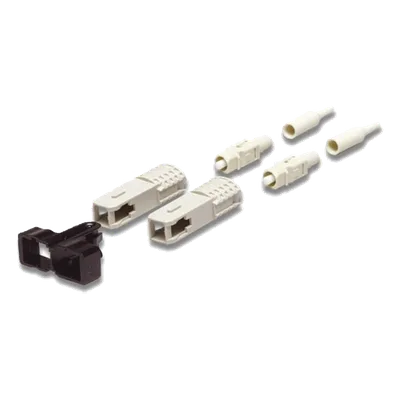 Conector de Fibra Óptica SC Duplex, Epoxico, Fibra Recubierta, Multimodo, Botas Color Negro y Beige (No pre-pulido)