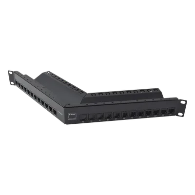 Patch Panel / 24 Puertos / Blindado Cat 6A / Angulado / 1UR