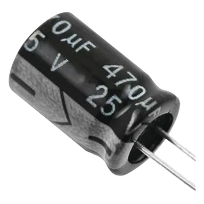 Capacitor Electrolítico Radial / 470 µF / 25 Vcc / 105 °C / 8 x 15 mm