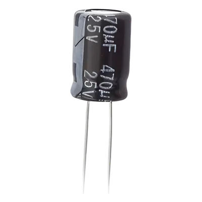 Capacitor Electrolítico de Aluminio / 470 µF / 25 Vcc / 105 °C / Radial 8 x 15 mm