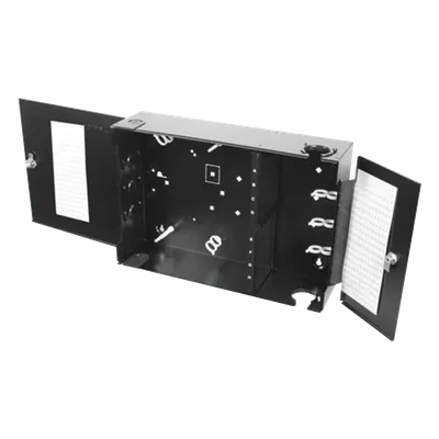Caja de Conexión de Fibra Óptica / Montaje en Pared / 192 Puertos LC o SC / 8 Placas Acopladoras / 1.95 x 1.16 x 0.54 ft / Negro