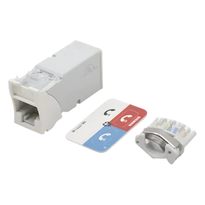 Jack Cat6A / UTP / Montaje Híbrido Plano-Angulado / Alta Densidad / Blanco / Versión Bulk