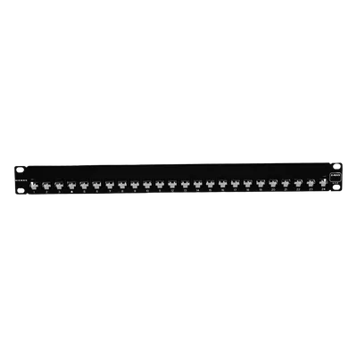 Patch Panel / 24 Puertos / Modular Vacío / Plano / 1UR / Cat 6A Blindado / Acero Negro