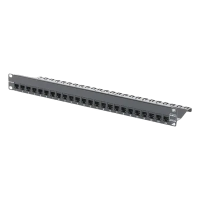 Patch Panel / Blindado / 24 Puertos / Modular Vacío / Plano / 1UR / Cat 6A / Acero 18 Gauge