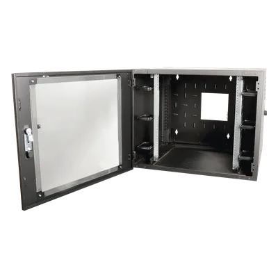 Gabinete de Pared 19in / 12 UR / Abatible / 610 mm (2 ft) de Profundidad / Carga 91 kg (200.6 lb) / Gestión de Cables Integrada