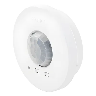 Sensor de Ocupación Inalámbrico de Techo / PIR 360° / Cobertura 30.2 a 62.4 m² (324 a 676 ft²) / RF 18 m (59 ft) / Batería CR123 / 10 Años de Duración