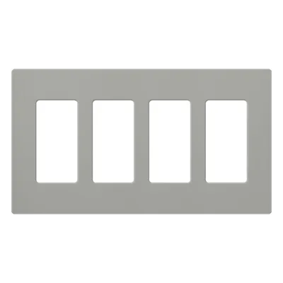 Placa de pared Claro / 4 espacios / gris brillante (GR) / 21.3 x 11.9 cm, perfil 7.6 mm / sin tornillos / compatible con Caseta Wireless, Maestro, Pico y Vive