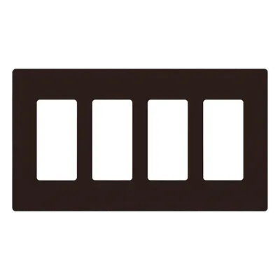 Placa de pared Claro / 4 espacios / café brillante (BR) / 21.3 x 11.9 cm, perfil 7.6 mm / sin tornillos / compatible con Caseta Wireless, Maestro, Pico y Vive