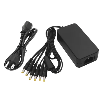 Fuente de Poder / 6 Salidas Jack Macho / 12 Vcc / 6 A / Entrada 100-240 VCA / 72 W / 117x62x34 mm (0.38x0.20x0.11 ft)