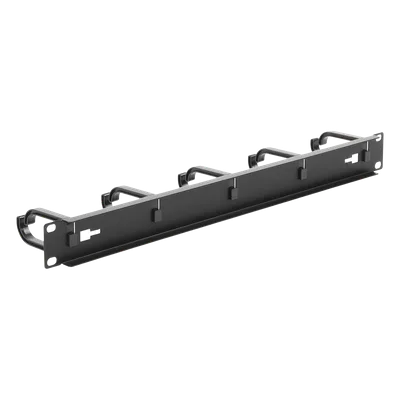 Organizador de Cables / 5 Anillos Removibles / 1U / 19" / Montaje Vertical u Horizontal / Acero con Ganchos ABS / Espaciado 4"