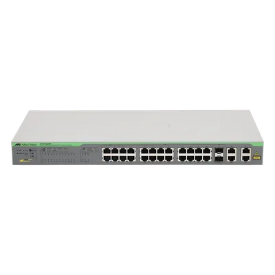 WebSmart Switch, 24 puertos PoE+ 10/100 Mbps + 2 puertos 10/100/1000 Mbps + 2 SFP Gigabit Combo, 193 W
